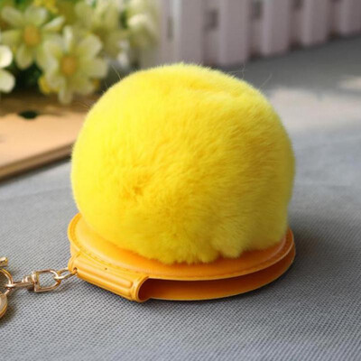 

8cm Soft Pom-pom Keychain Folding For Mini Makeup Mirror Creative Keychain Fashion Trend Accessories For Girl