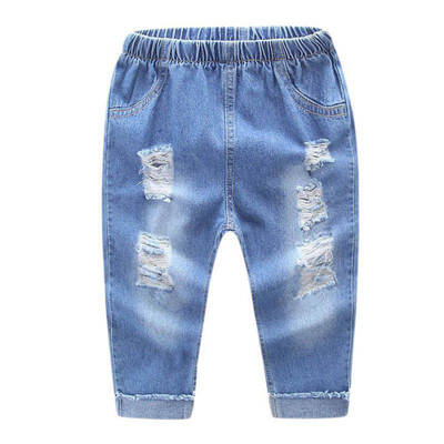 

Summer New arrival Baby Boys Girls Pants Toddler Jeans Clothes Kids Broken Cool Washing Denim Pants oyfy