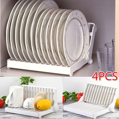 

124PCS Foldable Organizer Dish Plate Drying Rack Drainer Storage Kitchen Holder Plastic