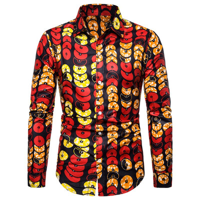 

Tailored Men Casual Printing Vintage Slim Long Sleeve Dress Shirt Blouse Tops