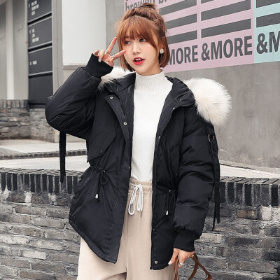 

Toponeto Fashion Outerwear Long Sleeve Hooded Jackets Cotton-padded Pockets Bandage Coats
