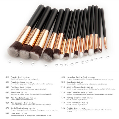 

24pcs15pcs Black Makeup Brushes Set Powder Blush Foundation Eyeshadow Eyeliner Lip Cosmetic Beauty Make Up Brush Tool