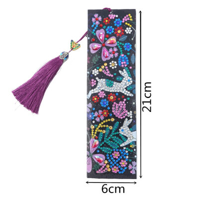 

5D DIY Diamond Painting Leather Bookmark Making Kit Special Shaped Diamond Covered With Tassel Pendant For Adults Kids