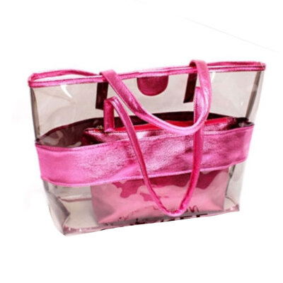 

Jelly Clear Women Transparent Bags Fashion Shoulder Bag Mother Child Casual Transparent Beach Double-Layer Magnetic Buckle