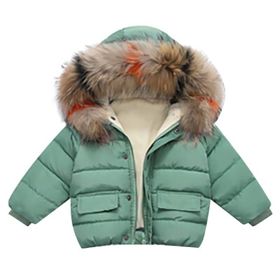 

1-6T Baby Girlbaby Boy Hooded Down Jackets Casual Solid Color Windproof And Warm Thickening Childrens Down Coat