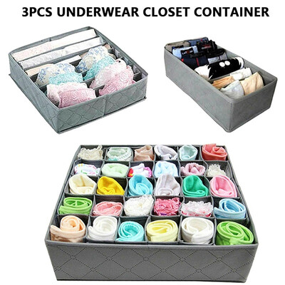 

Three-piece Bamboo Charcoal Storage Box Set with Zipper Storage Box Finishing Box Underwear Underwear Bra Storage Box