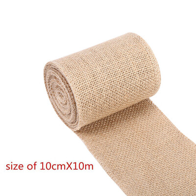 

Toponeto 10M Vintage Table Runner Jute Burlap Hessian Ribbon Wedding Party Craft Decor