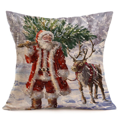 

〖Follure〗Merry Christmas Linen Santa Pillow Cases Sofa Cushion Cover Home Decoration
