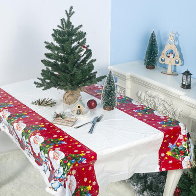 

Gobestart New Christmas Decoration PVC Tablecloth 180110cm Christmas Table Waterproof