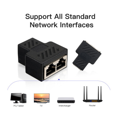 

RJ45 Splitter Adapter Connector 1 to 2 Female Ports for CAT 5CAT 6CAT 7 LAN Ethernet Cables Socket Splitter Hub PC Laptop Router