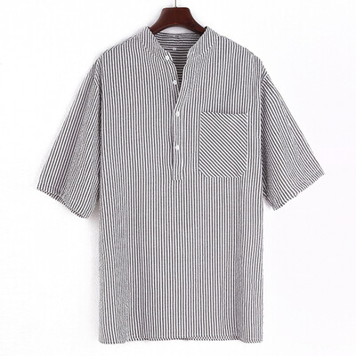 

Toponeto Fashion Mens Stripe Buttons Pocket Casual Short Sleeve Shirt Top Blouse