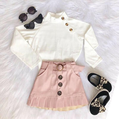 

2pcs Toddler Kids Baby Girl Clothes Set Tops T Shirt Mini Skirts Outfit Party UK