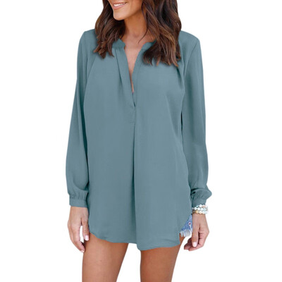 

Plus Size Women Chiffon Blouse Long Sleeve Shirt Loose Solid Women Tops Office Lady Blusas Femininas Camisas Mujer