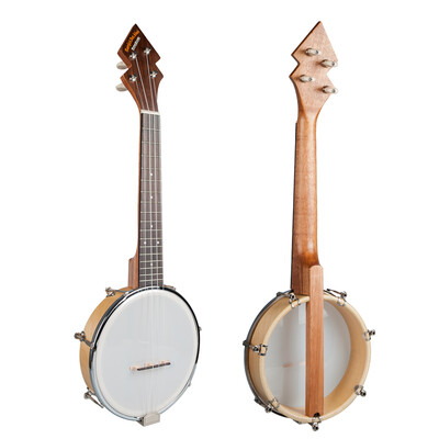 

26 Inch Banjo Banjolele Ukulele 4-String Vintage-Plated with Carrying Bag Electronic Tuner