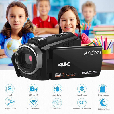 

Andoer Portable 4K HD Digital Video Camera Camcorder DV 16X Digital Zoom 3 Inch TouchScreen WiFi Connection IR Night Vision Hot Sh