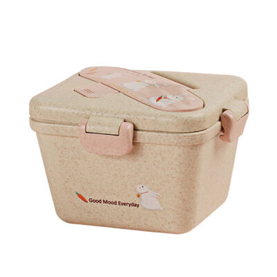 

Japanese Style Square Wheat Straw Thermal Insulation Lunch Container Microwave Oven Student Sushi Dinner Box Fashion Sealed