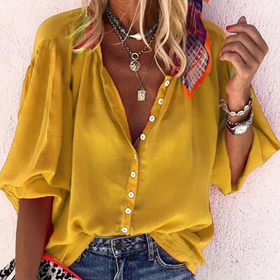 

Fashionable blouse women Single Breasted Shirt Blouse Ladies Tops Long Sleeve Blouses Office Blouse