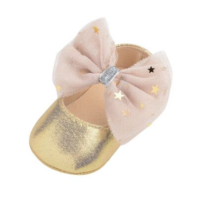 

Newborn Baby Girl Bling PU Leather Shoes Kid Moccasins First Walkers Crown Bow Soft Soled Non-slip Footwear Crib Shoes