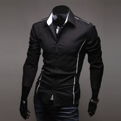 

Men Tops Oversize Lapel Shirt Buttons Long Sleeve Slim Formal Business Blouse