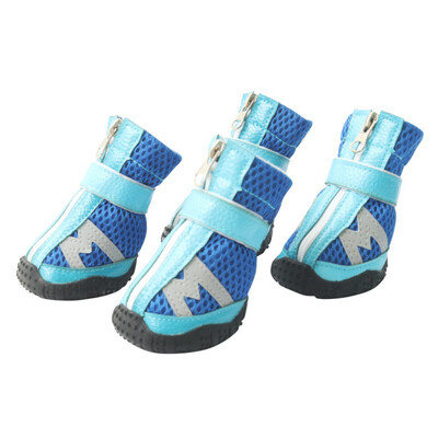 

4 PcsLot Pet Shoes Dog Anti Slip Breathable Mesh Hook Mesh Breathable Pet Shoes For Dogs