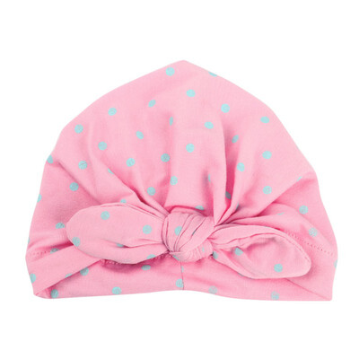 

WEIXINBUY 1 PC Sweet Dot Baby Girl Hat with Bow Candy Color Baby Turban Cap for Girls Elastic Infant Accessories so cute