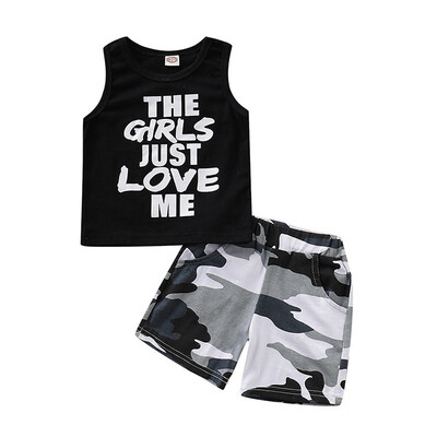 

Newborn Baby Boy Clothes Letter Print Blouse T-shirt Tops Camouflage Shorts 2PCS Outfits Newborn Baby Clothes 0-4Y