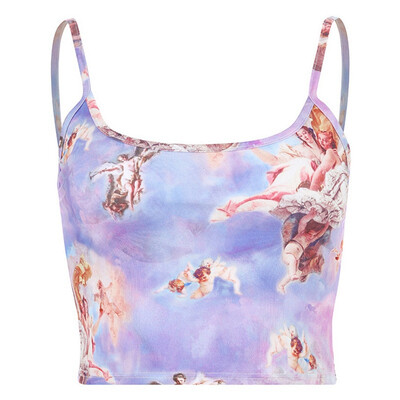 

Angel Print Sexy Slim Sling Vest Women Sexy Streetwear Short Cropped Navel Bottoming Shirt Summer Fashion Camisole Bra Top