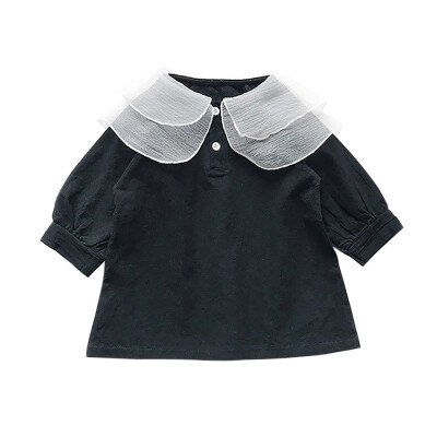 

Autumn Casual Fashion Baby Girls Dress Long Sleeve Mesh Collar Design Princess Pageant Dresses