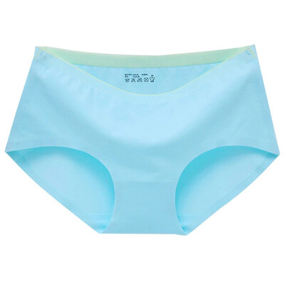 

New Female Panties Seamless Ice Silk Safety Pants Casual Womens Solid Color Summer Panties Mid Waist Underwear
