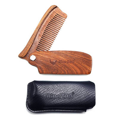 

Fine Tooth Wooden Folding Beard Comb Pocket Size Bear Combs Anti-static Combs Men&Women Bear Care Tools