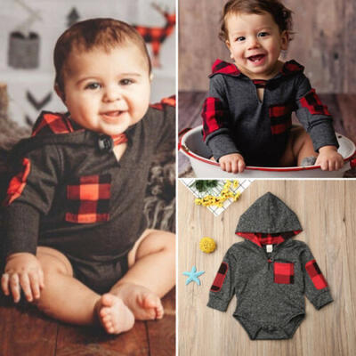 

USA Newborn Baby Girl Boy Autumn Clothes Hooded Romper Bodysuit Jumpsuit Outfits