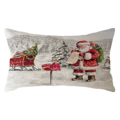 

Tailored Christmas Santa Claus Pillow Case Linen 30x50cm Throw Cushion Cover Home Decor