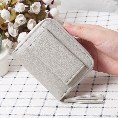 

Tailored Women s Fashion Trend Solid Color Long Fringed Leather Card Wallet