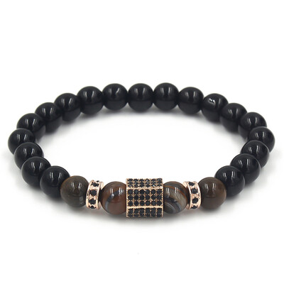 

ZTJTJ Diamond Tiger Eye Micro-encrusted Wheel Bead Spacer Bracelet Bracelet Bracelet