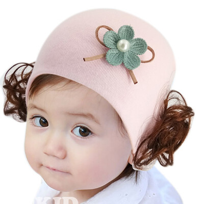 

New Cute Toddler Kids Baby Girl Cute Flower Wig Design Winter Warm Hat Cap Headwear