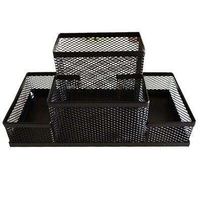 

Office Desk Organizer with 4 Compartments Pen Container Pencil Holder Metal Mesh Collection