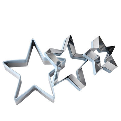 

Christmas Star Shaped Cake Mould Stainless Steel Cake Decoration Mold DIY Biscuit Tin Baking Mould 3PCS