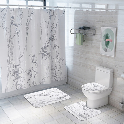 

〖Follure〗Creative Crack Curtain Floor Mat Four-piece Bathroom Mat Set