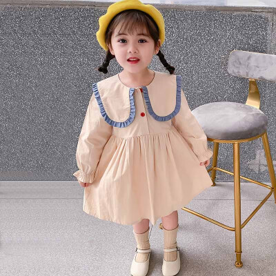 

Autumn Casual Toddler Kids Girls Solid Print Long Sleeve Dress Baby Toddler Pageant Dresses