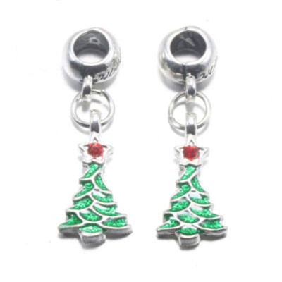 

1 pc Beads Christmas Fashion Decorations Alloy Green Christmas Tree Pendant Christmas Bracelet Accessories