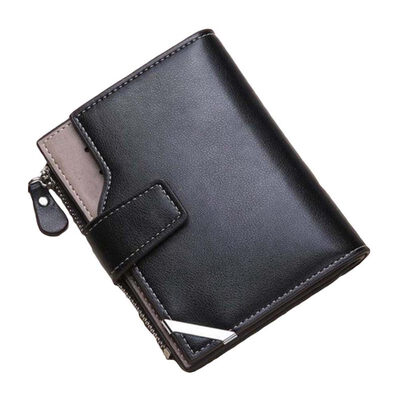 

Vintage Men Solid Color Multiple Slots Short Wallet Faux Leather Clutch Purse