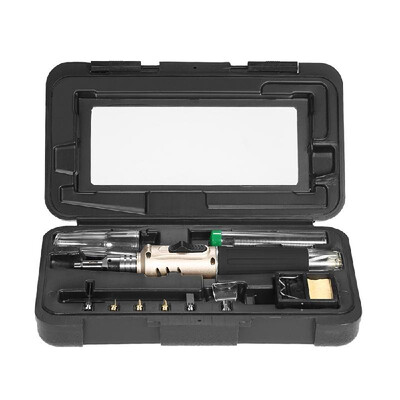 

10 in 1 Professional Pen-style Butane Gas Soldering Iron Set 26ml Welding Kit Torch HS-1115K