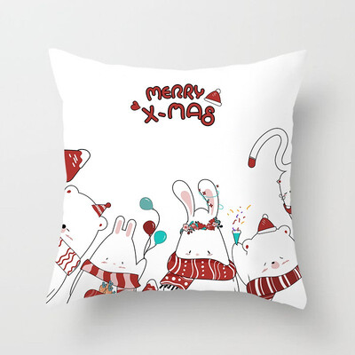 

Gobestart New Christmas Elk Santa Claus Christmas Tree Printing Cushion Home Pillowcase