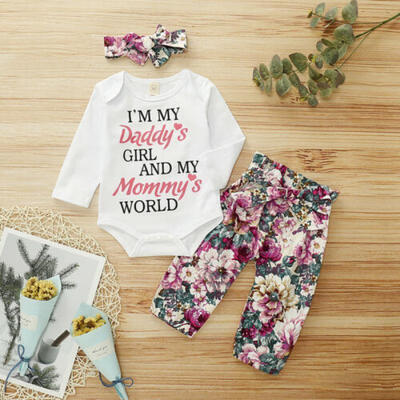 

Hot Newborn Baby Girl Romper Tops Jumpsuit Floral Pants Headband Outfit Clothes