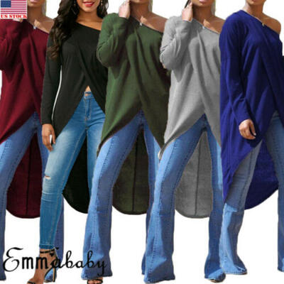 

Women Long Sleeve Cut Out Cold Shoulder Top Ladies Bodycon Casual T Shirt Blouse