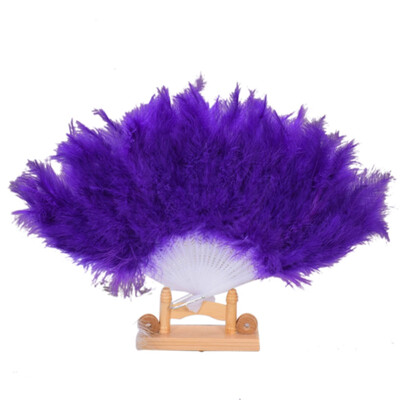 

DIY Chinese Style Hand Held Fan Blank Feather Folding Fan Party Wedding Home Decoration For Women Adult Dance Show