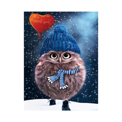 

Round 5D Rhinestone Owl Blue Hat Painting DIY Cartoon Animals Crafts Resin Needlework Crystal Cross Stitch