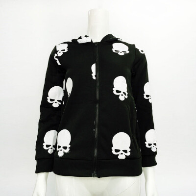 

2017 New Product Womens Skull Zipper Sweater Hooded Cardigan Casual Hoodies Jacket Coat Tops