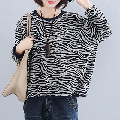 

Women Loose Sweatshirt Pullovers Printed Long Sleeves Drop Shoulder Oversized Plus Size Vintage Hoodies Casual Tops