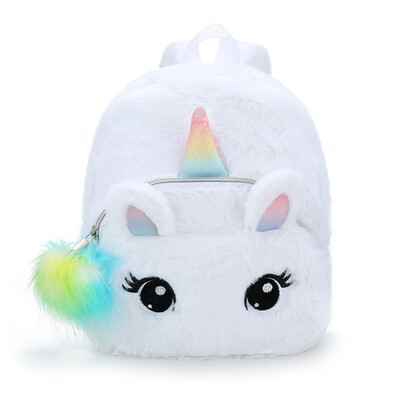 

New Unicorn Plush Backpack Girl Cute Zipper Bags Small Cartoon Teenager Schoolbag